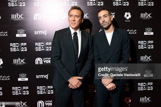 Nicolas Cage and CEO of the Red Sea International Film Festival, Mohammed Al Turki pose during a photocall ahead of the In Conversation With Nicolas...