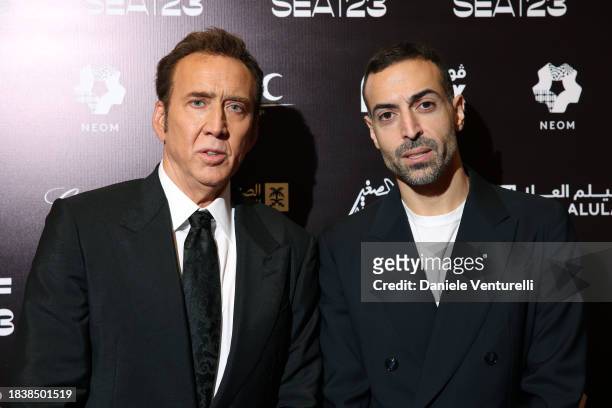 Nicolas Cage and CEO of the Red Sea International Film Festival, Mohammed Al Turki pose during a photocall ahead of the In Conversation With Nicolas...