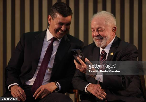 Brazilian President Luiz Inacio Lula da Silva and Santiago Pena Palacios, President of Paraguay attend the 63rd Summit of Heads of State of Mercosur...
