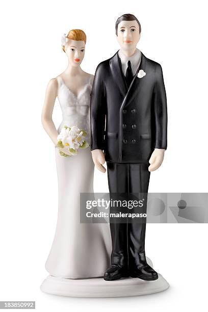 enfeite de topo de bolo de casamento - figura de bolo de noiva imagens e fotografias de stock