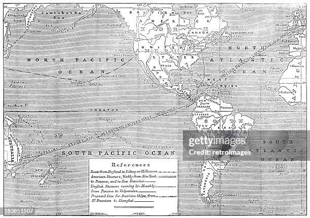 england to australia 1853 shipping route map, illustrated london news - sydney map stock illustrations