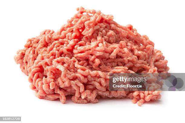 meat: minced meat isolated on white background - ground beef stock pictures, royalty-free photos & images