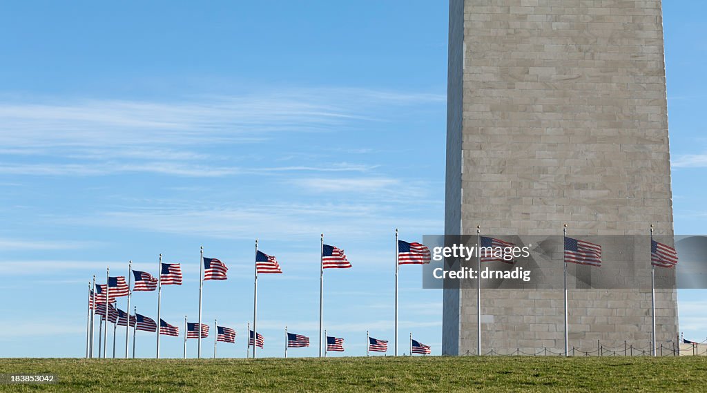 Washington Monument with Ring of National Flags