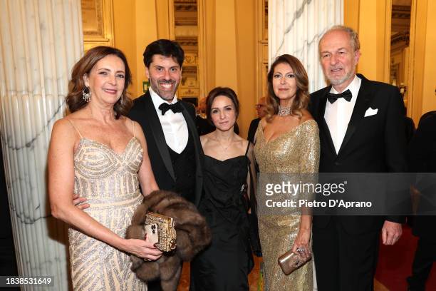 Katya Fernandez, guests, Alessandra Repini and Arturo Artom attend the 2023/2024 Season Inauguration at Teatro Alla Scala on December 07, 2023 in...