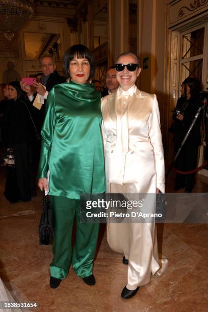 Angela Bellomo and a guest attend the 2023/2024 Season Inauguration at Teatro Alla Scala on December 07, 2023 in Milan, Italy.
