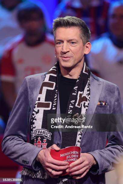 Host Steffen Hallaschka is seen during the "2023! Menschen, Bilder, Emotionen" TV show on December 07, 2023 in Huerth, Germany.