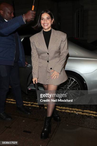 America Ferrera arriving at the Curzon Mayfair for a Barbie event on December 07, 2023 in London, England.