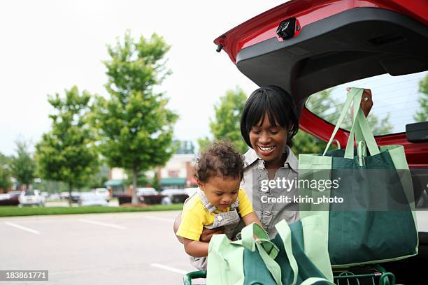 grocery shopping - car trunk stock pictures, royalty-free photos & images