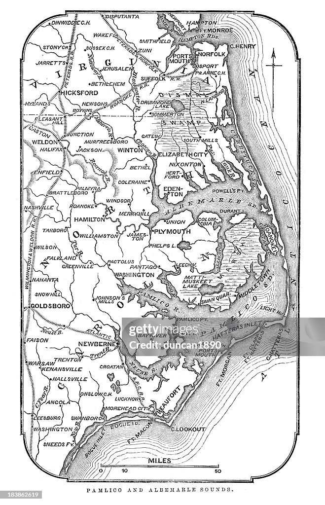 Map of Pamlico and Albemarle Sounds
