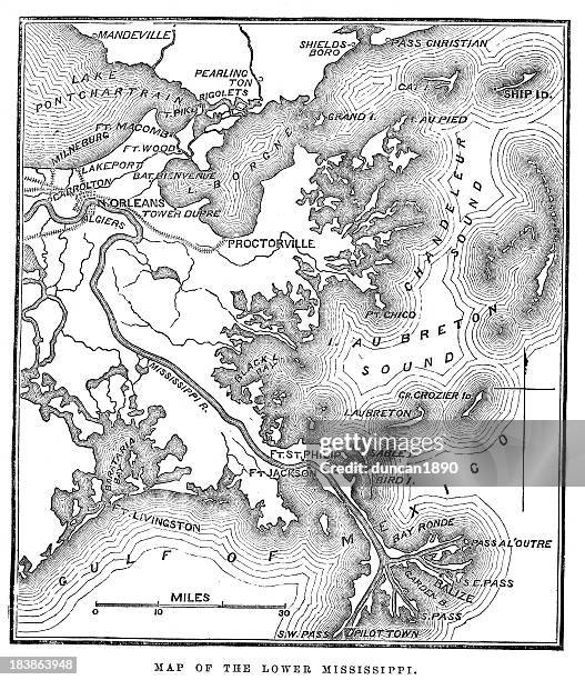 map of the lower mississippi - mississippi 幅插畫檔、美工圖案、卡通及圖標