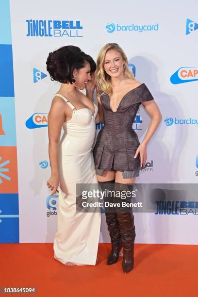 Raye and Zara Larsson attend Capital's Jingle Bell Ball 2023 at The O2 Arena on December 10, 2023 in London, England.