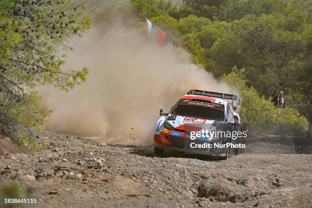 Esapekka Lappi and Janne Ferm of Team Toyota Gazoo Racing WRT are competing in the Toyota GR Yaris Rally1 Hybrid during the one day of the FIA World...