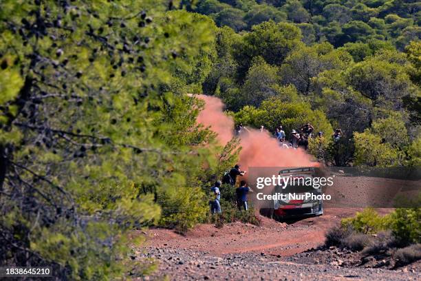 Drivers Takamoto Katsuta from Japan and Aaron Johnston from Ireland of Team Toyota Gazoo Racing WRT are competing in their Toyota GR Yaris Rally1...