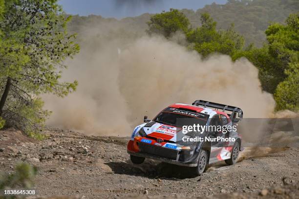 Esapekka Lappi and Janne Ferm of Team Toyota Gazoo Racing WRT are competing in the Toyota GR Yaris Rally1 Hybrid during the one day of the FIA World...