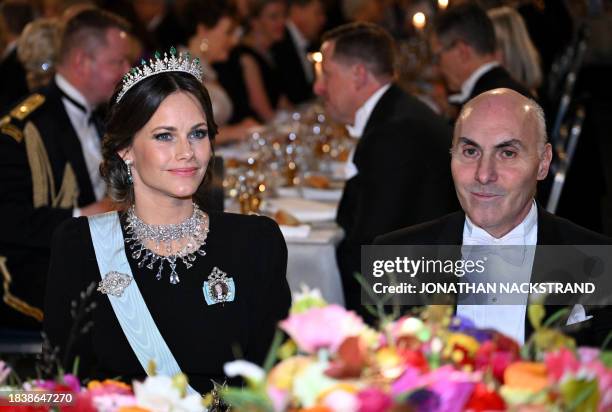 Princess Sofia of Sweden and 2023 Nobel Prize laureate in Physiology or Medicine, US physician and immunologist Drew Weissman attend the Nobel Prize...