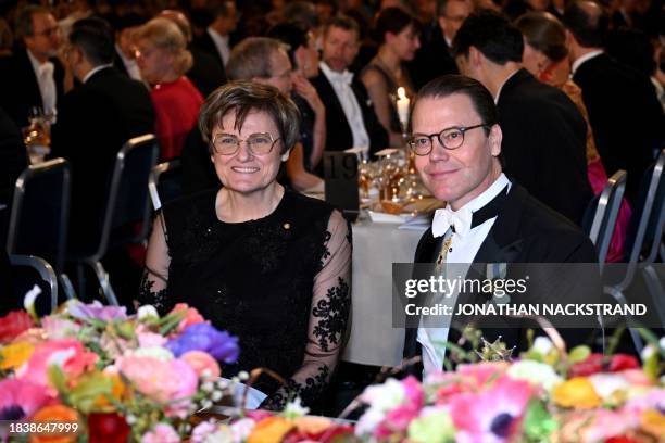 Crown Prince Daniel of Sweden and 2023 Nobel Prize laureate in Physiology or Medicine, Hungarian-US biochemist Katalin Kariko attend the Nobel Prize...