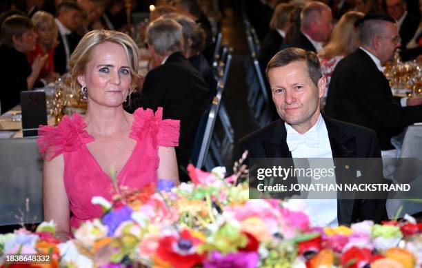 Nobel Prize in Physics laureate, Hungarian-Austrian physicist Ferenc Krausz and guest attend the Nobel Prize Banquet at the City Hall in Stockholm,...