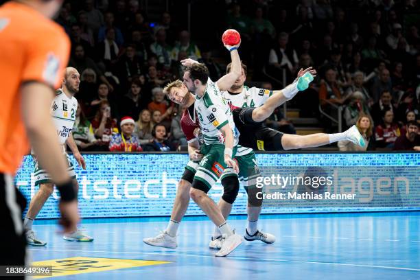 Mathias Gidsel of the Fuechse Berlin during the Liqui Moly Handball Bundesliga match between Fuechse Berlin and Frisch Auf! Goeppingen on December...