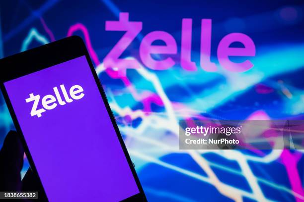 The Zelle online banking logo is being displayed on a smartphone with Zelle visible in the background, in this photo illustration, in Brussels,...