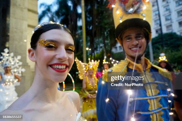 People are participating in the Parade of Lights in the center of Sao Paulo, Brazil, on December 8, 2023. The event is part of the Sao Paulo...