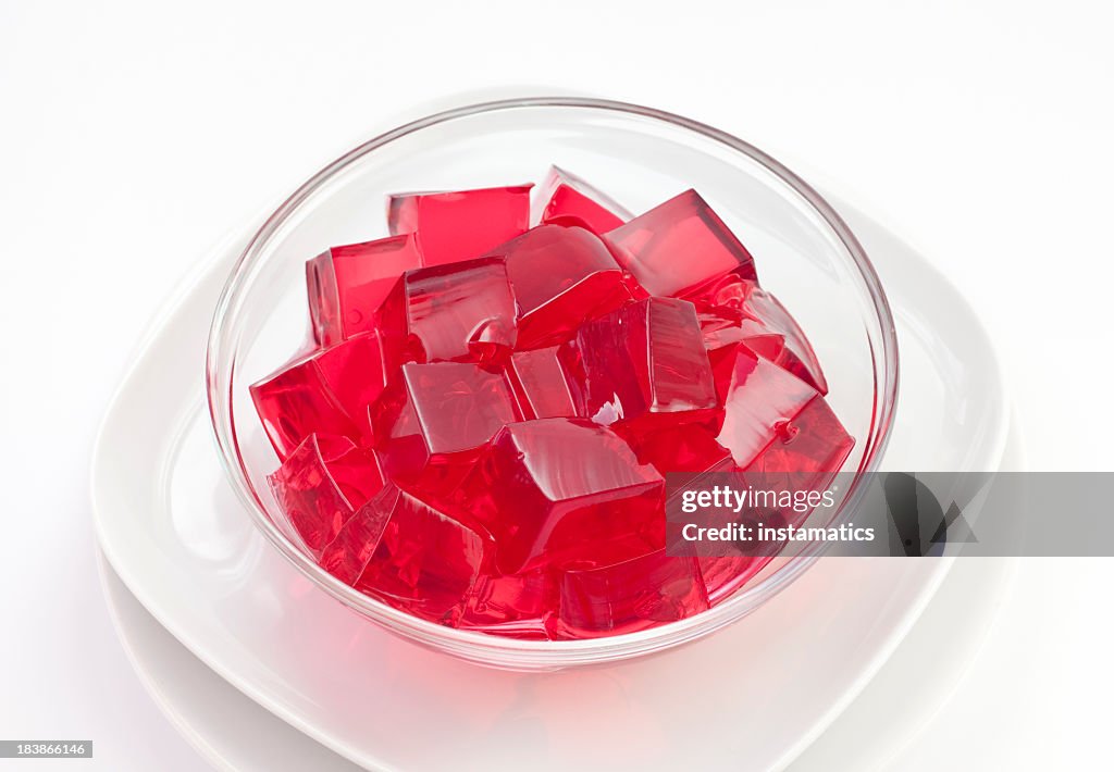 Rosso gelatina in una ciotola di vetro