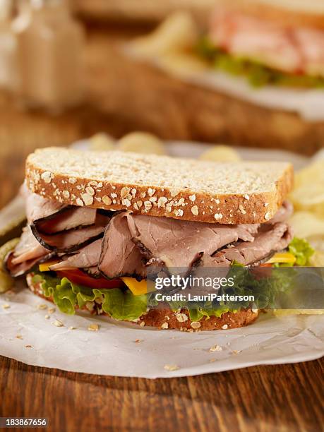 roast beef sandwich - roast beef sandwich stock pictures, royalty-free photos & images