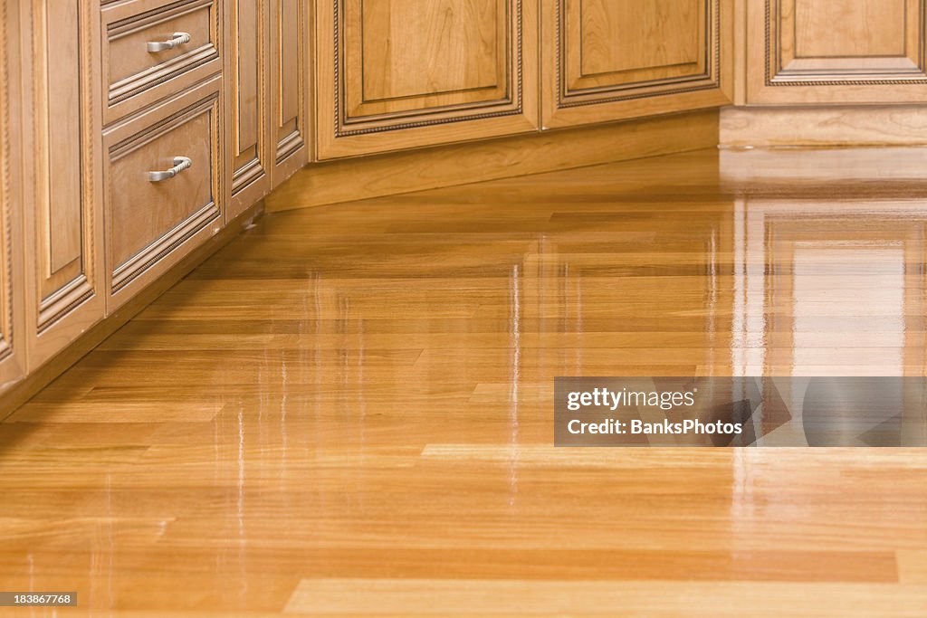 Freshly Stained Kitchen Hardwood Floor