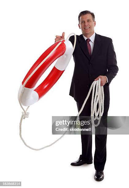 business man rescue - life jacket isolated stock pictures, royalty-free photos & images