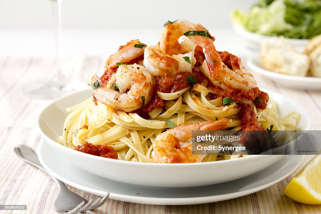 Pasta with king prawns