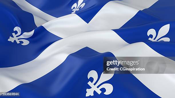 majestic glänzenden quebec flag - quebec stock-fotos und bilder