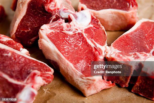 raw meat: loin rib lamb chops - loin stock pictures, royalty-free photos & images