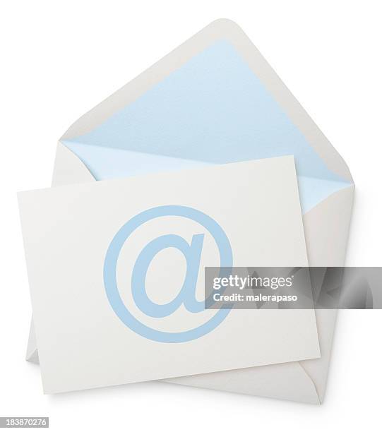 envelope with blank note - at symbol stock pictures, royalty-free photos & images