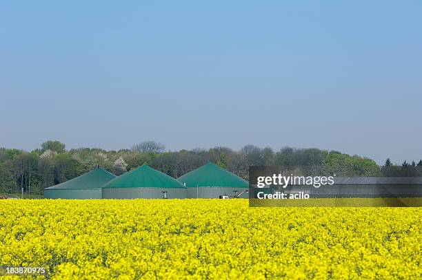 biogas plant and solar panels on a farm building - biogas stock pictures, royalty-free photos & images
