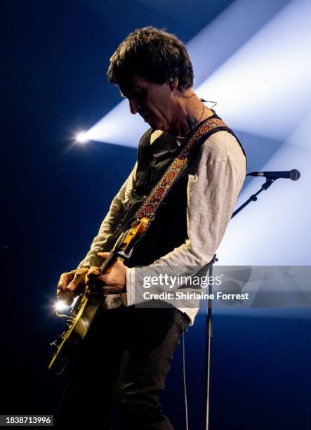 Johnny Marr performs during A Night With The Johnny Marr Orchestra, the inaugural live show at new venue Aviva Studios, Factory International on...