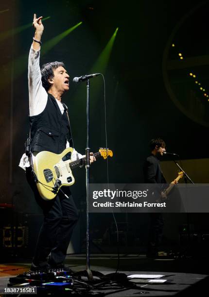 Johnny Marr performs during A Night With The Johnny Marr Orchestra, the inaugural live show at new venue Aviva Studios, Factory International on...