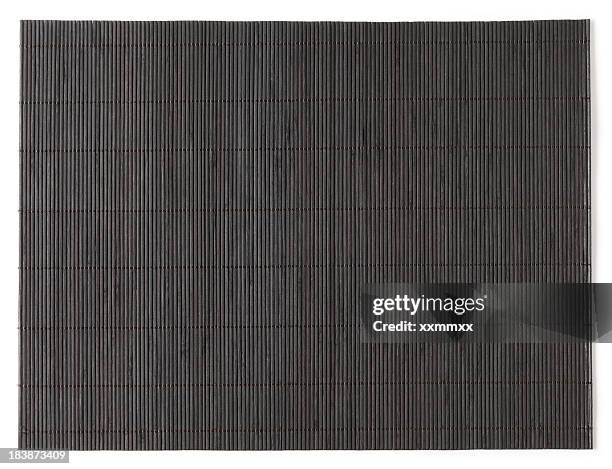 overhead view of dark stained bamboo mat - table mat stock pictures, royalty-free photos & images