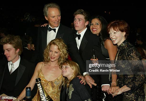 Actor Clint Eastwood and wife Dina Ruiz pose with family and friends during the 9th Annual Screen Actors Guild Awards at the Shrine Auditorium on...