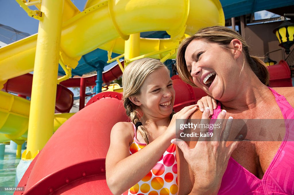 Mother and daughter at water park