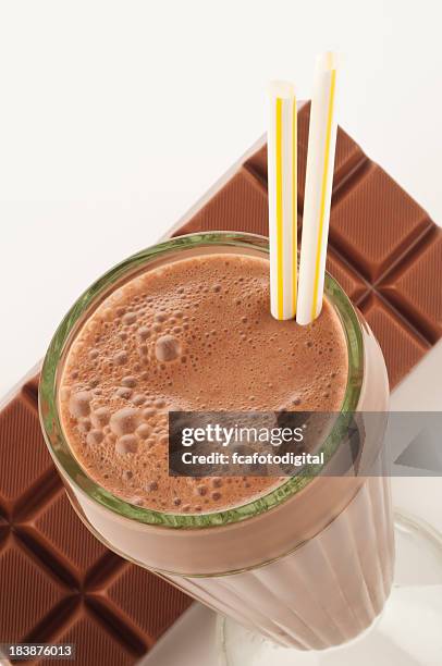 chocolate milk shake smoothie - milkshake isolated stock pictures, royalty-free photos & images