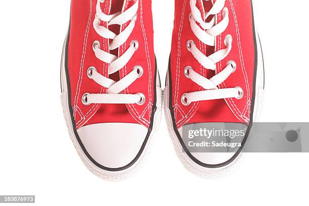 red-sneaker - red shoe stock-fotos und bilder