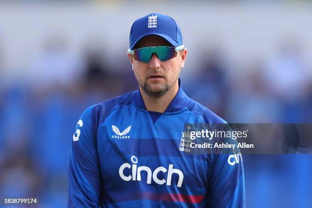 Liam Livingstone of England looks on during the 2nd CG United One Day International match between West Indies and England at Sir Vivian Richards...