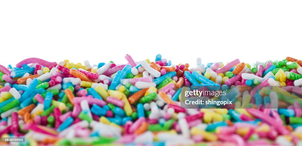 A pile of colorful sugar sprinkles