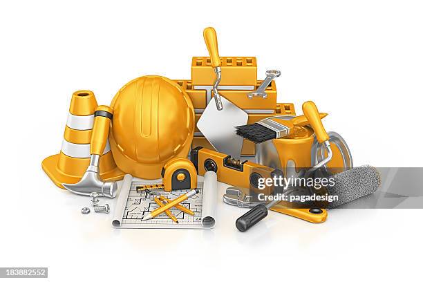 construction stuff - warning sign 3d stock pictures, royalty-free photos & images