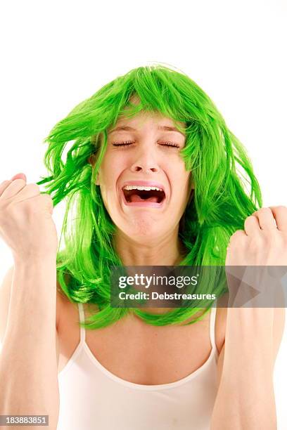 upset - green hair stock pictures, royalty-free photos & images