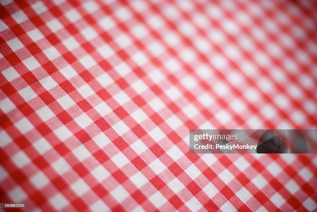 Retro-Gingham-Tischtuch Rot und Weiß überprüft Full Frame