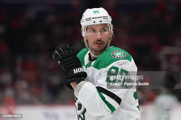 Matt Duchene of the Dallas Stars skates against the Washington Capitals during the first period at Capital One Arena on December 7, 2023 in...
