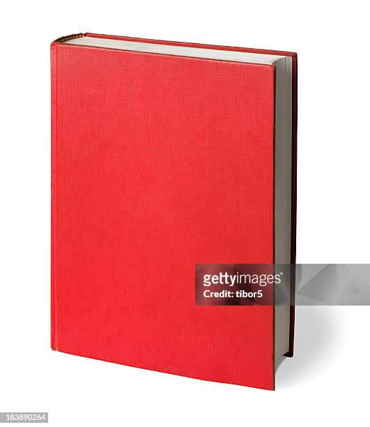 upright red book with clipping path - boek stockfoto's en -beelden