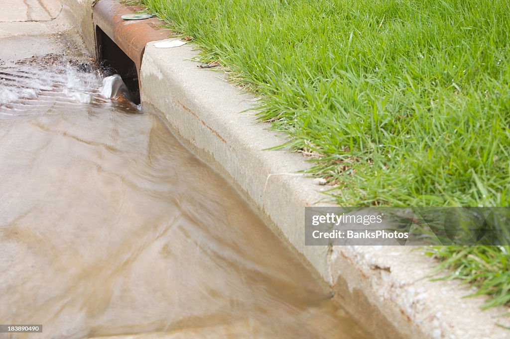 Water Flowing Down a Storm Drain