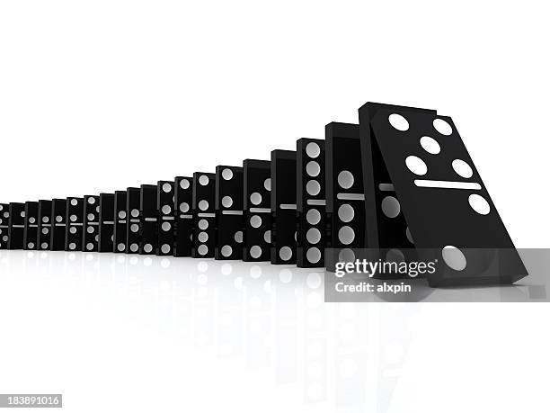 Black Dominoes game block in a row on a colored background Stock Photo -  Alamy