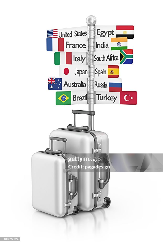 Poste e malas de viagem